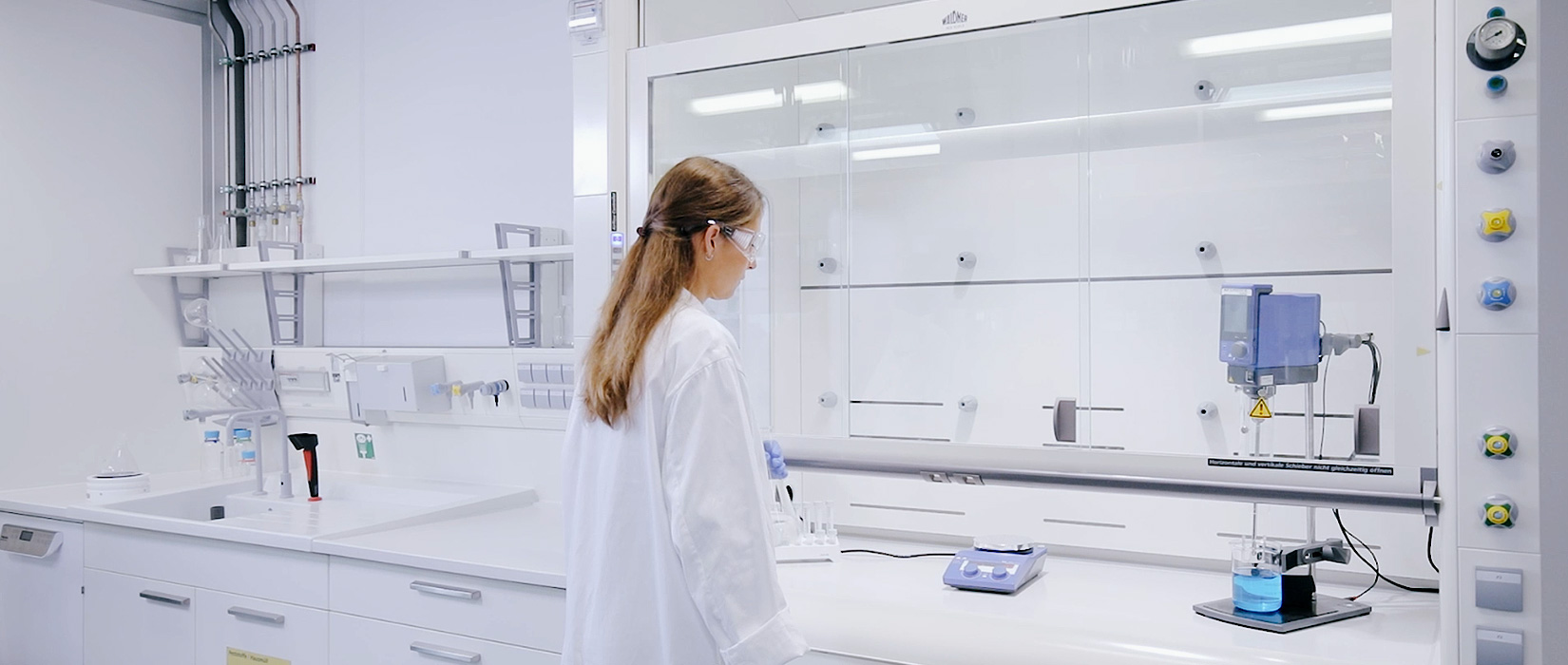 Woman working with Fume Hood Master